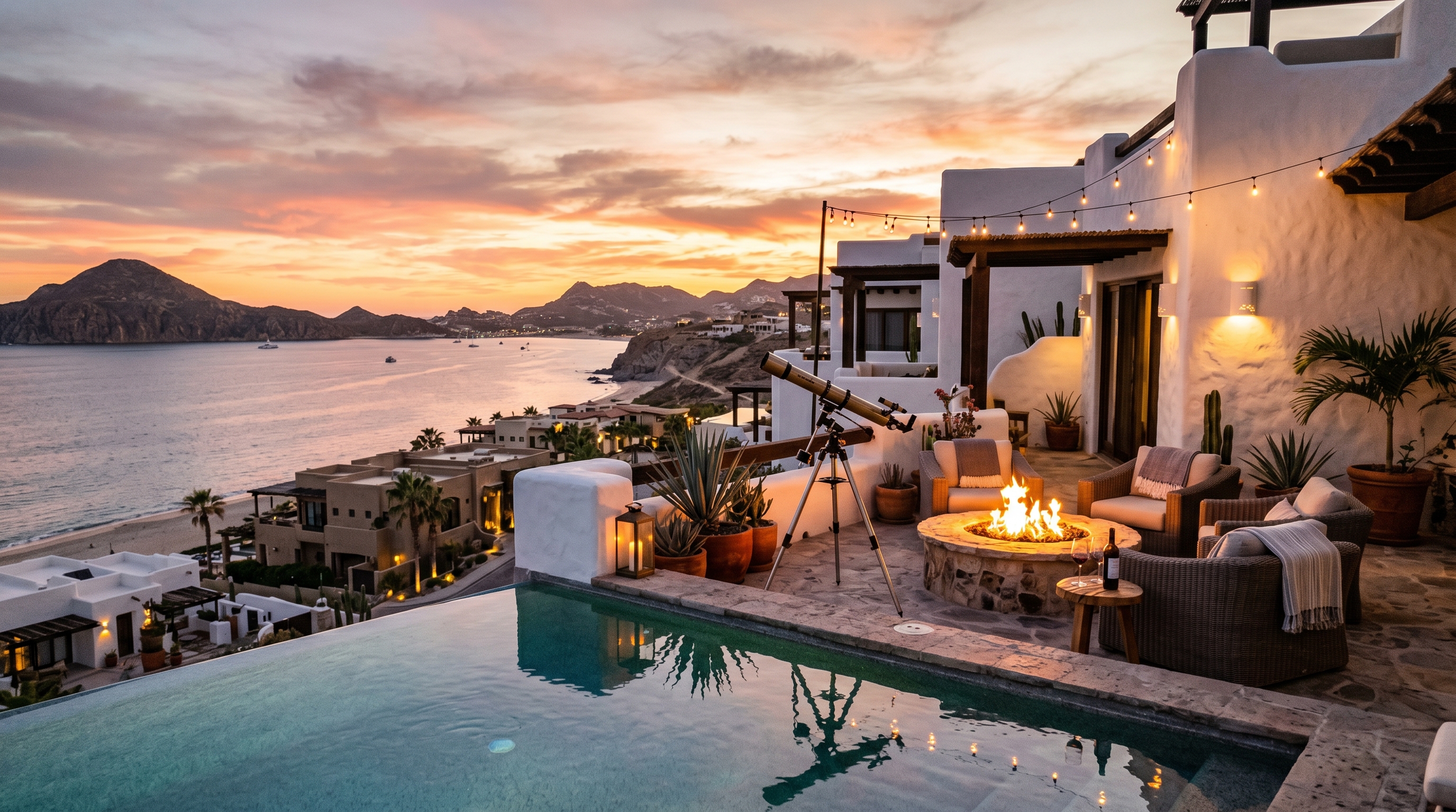 Las Ventanas al Paraiso Rosewood resort at sunset, Cabo San Lucas