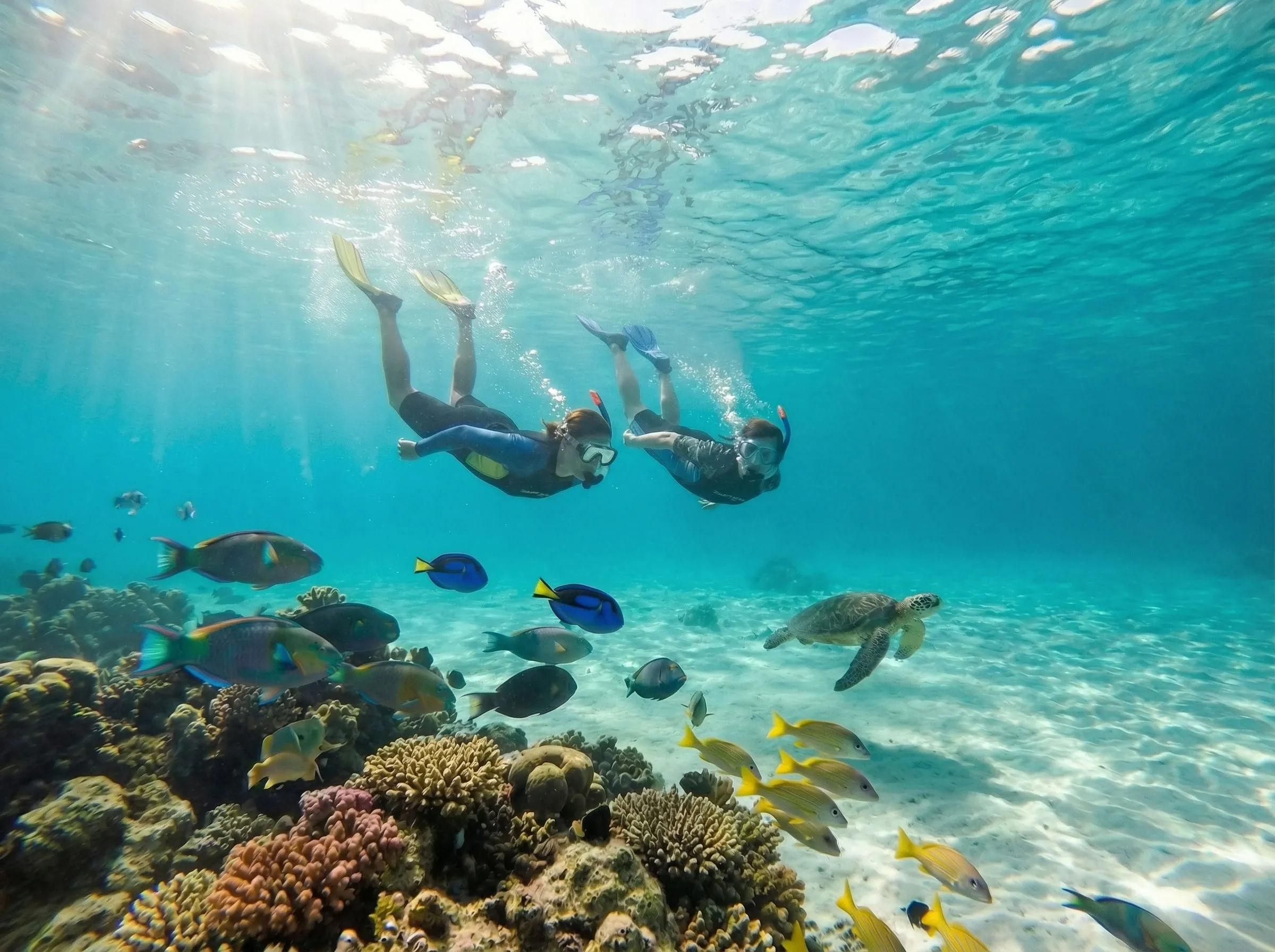 Snorkeling underwater reef Cabo San Lucas