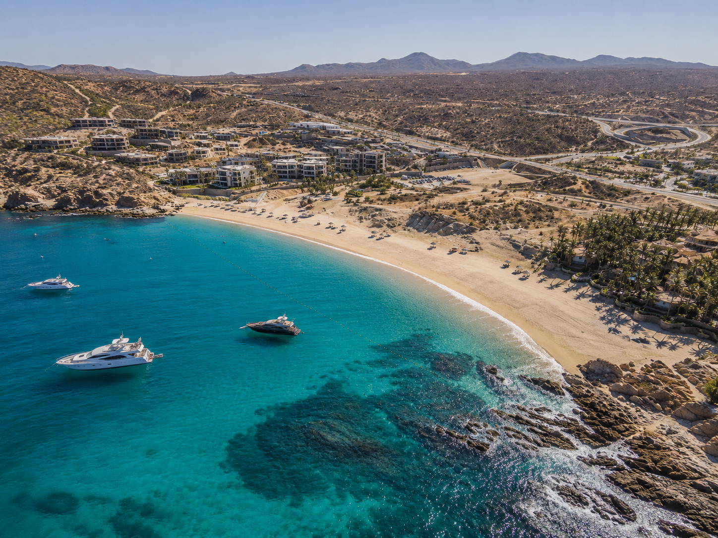 Private yacht anchored at Chileno Bay marine reserve